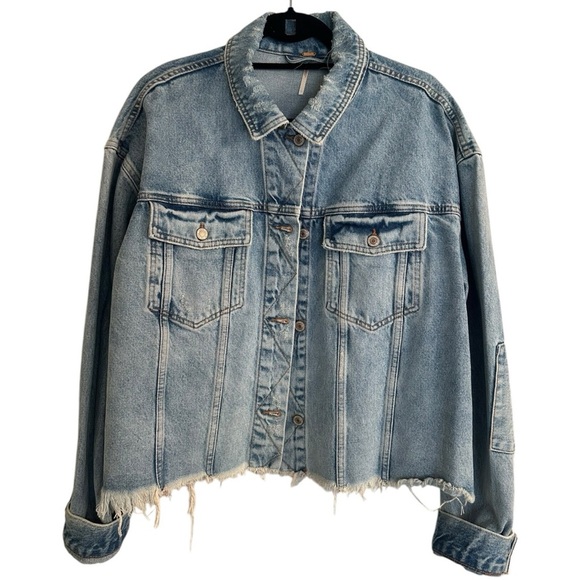 Free People Jean Jacket Large - Picture 1 of 11